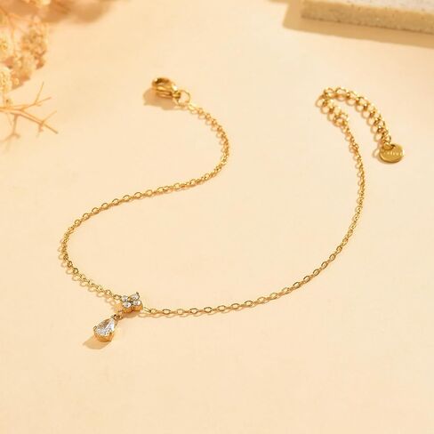 Gold Anklets for Women 18K Gold Plated CZ Ankle Bracelet Dainty Bar Tennis Ankle Trendy Summer Waterproof Beach Foot Chain Jewelry in Saudi Arabia