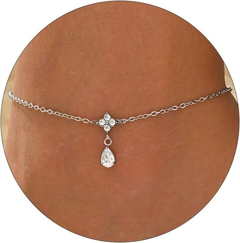 Gold Anklets for Women 18K Gold Plated CZ Ankle Bracelet Dainty Bar Tennis Ankle Trendy Summer Waterproof Beach Foot Chain Jewelry in Saudi Arabia