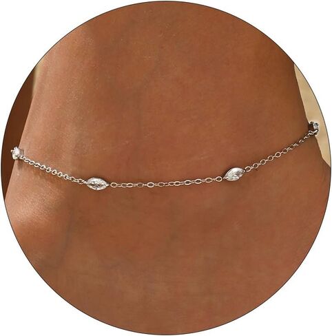 Gold Anklets for Women 18K Gold Plated CZ Ankle Bracelet Dainty Bar Tennis Ankle Trendy Summer Waterproof Beach Foot Chain Jewelry in Saudi Arabia