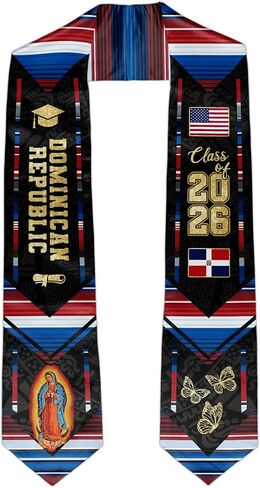 Graduation Stole Class of 2026 72in Satin Sash Straight Neck Pointed Ends for High School College University Ceremony in Saudi Arabia