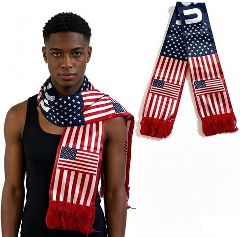 USA Soccer Scarf For 4th of July Accessories,Scarf For World Cup Independence Day Soccer for Men and Women in Kuwait