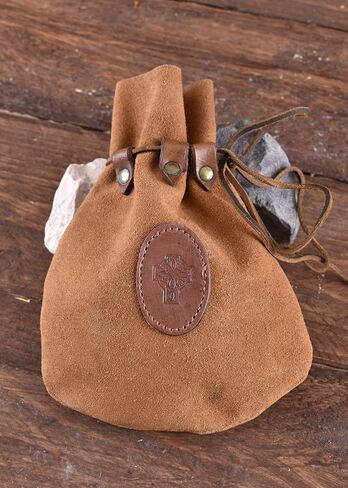 Battle-Merchant Medieval Drawstring Leather Pouch With Celtic Cross in Saudi Arabia
