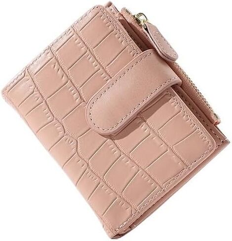 Stone Pattern Genuine Leather Wallet for Women - Multiple Card Slots with Buckle Closure (Black) in Kuwait