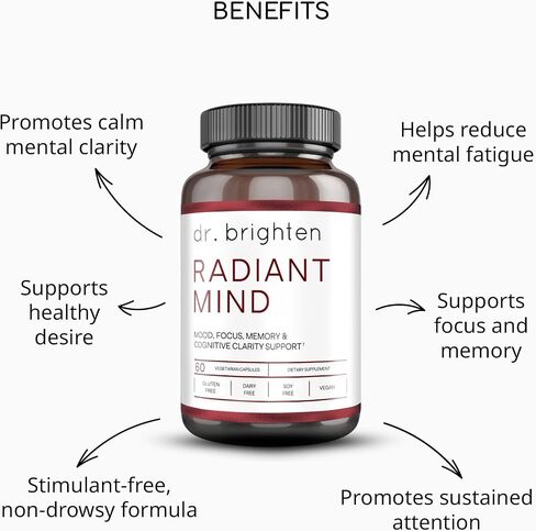 Dr. Brighten Radiant Mind - Doctor Formulated for Focus and Mood Support with Saffron Extract - Vegan, GF, Non-GMO in Saudi Arabia