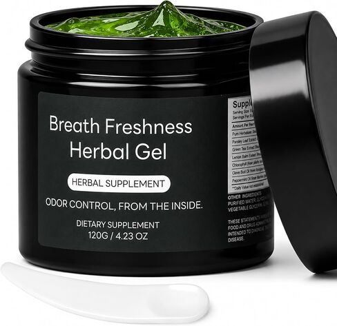 Anti-Bad Breath Herbal Gel Supplement, Internal Deodorant Supplement with Freshening Formula Green Tea, Lemon Balm, Parsley, Peppermint Oil Odor Control from The Inside 150g in Saudi Arabia