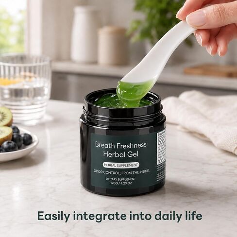 Anti-Bad Breath Herbal Gel Supplement, Internal Deodorant Supplement with Freshening Formula Green Tea, Lemon Balm, Parsley, Peppermint Oil Odor Control from The Inside 150g in Saudi Arabia