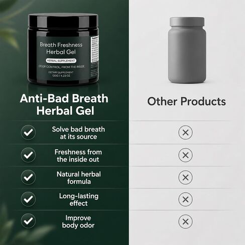 Anti-Bad Breath Herbal Gel Supplement, Internal Deodorant Supplement with Freshening Formula Green Tea, Lemon Balm, Parsley, Peppermint Oil Odor Control from The Inside 150g in Saudi Arabia