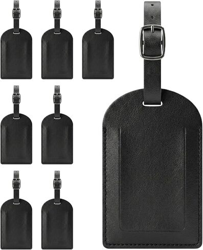 8 Pack Luggage Tags for Suitcases, Privacy Protection Leather Suitcase Tag, Baggage Tags for Air Travel, Black in Saudi Arabia