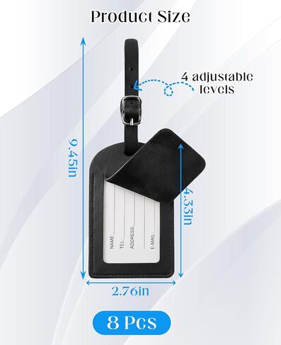 8 Pack Luggage Tags for Suitcases, Privacy Protection Leather Suitcase Tag, Baggage Tags for Air Travel, Black in Saudi Arabia