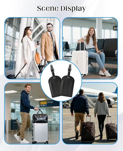 8 Pack Luggage Tags for Suitcases, Privacy Protection Leather Suitcase Tag, Baggage Tags for Air Travel, Black in Saudi Arabia