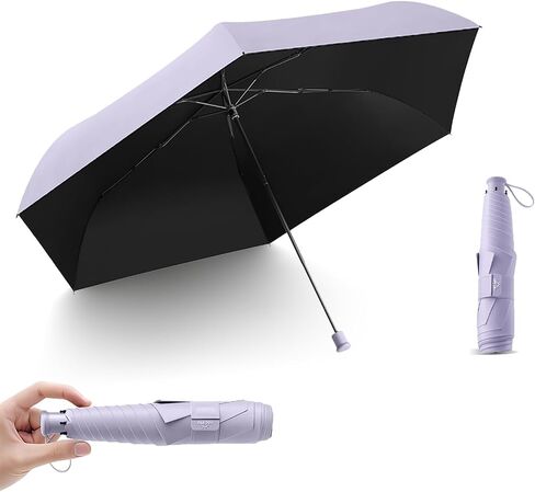 Travel Folding Extra-Large Carbon Umbrella,Ultra-Lightweight/Thin,Compact,Portable,110cm Large Canopy,3cm Wide Umbrella Strap,Teflon Coating,Anti UV,UPF50+,Sun/Rain,6Ribs,Men/Women/Kids,Backpack/Car in Saudi Arabia