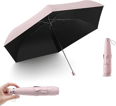 Travel Folding Extra-Large Carbon Umbrella,Ultra-Lightweight/Thin,Compact,Portable,110cm Large Canopy,3cm Wide Umbrella Strap,Teflon Coating,Anti UV,UPF50+,Sun/Rain,6Ribs,Men/Women/Kids,Backpack/Car in Saudi Arabia