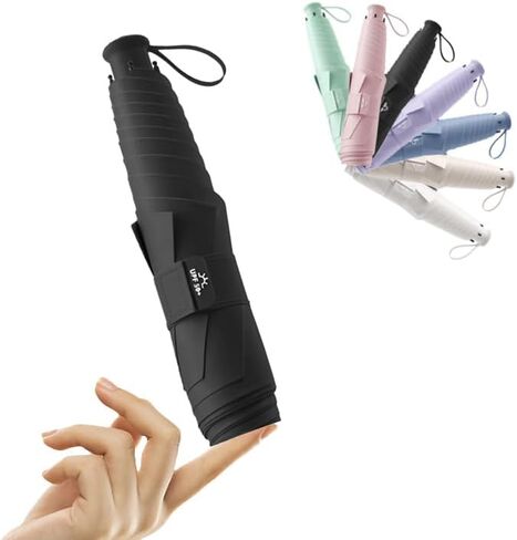 Travel Folding Extra-Large Carbon Umbrella,Ultra-Lightweight/Thin,Compact,Portable,110cm Large Canopy,3cm Wide Umbrella Strap,Teflon Coating,Anti UV,UPF50+,Sun/Rain,6Ribs,Men/Women/Kids,Backpack/Car in Saudi Arabia
