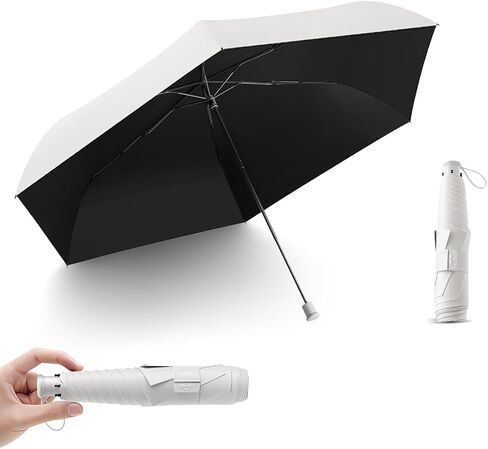 Travel Folding Extra-Large Carbon Umbrella,Ultra-Lightweight/Thin,Compact,Portable,110cm Large Canopy,3cm Wide Umbrella Strap,Teflon Coating,Anti UV,UPF50+,Sun/Rain,6Ribs,Men/Women/Kids,Backpack/Car in Saudi Arabia