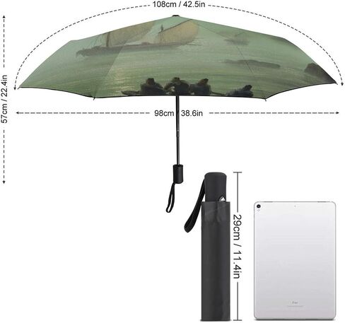 Golden Mist Automatic Folding Umbrella – Compact Travel Windproof Waterproof Umbrella, Small Portable Lightweight for Rain, Fits Backpack Suitcase Car in Kuwait