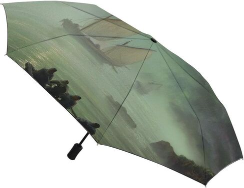 Golden Mist Automatic Folding Umbrella – Compact Travel Windproof Waterproof Umbrella, Small Portable Lightweight for Rain, Fits Backpack Suitcase Car in Kuwait