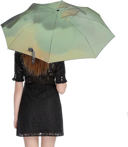 Golden Mist Automatic Folding Umbrella – Compact Travel Windproof Waterproof Umbrella, Small Portable Lightweight for Rain, Fits Backpack Suitcase Car in Kuwait