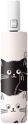 Cute Cat Mini Umbrella,Compact Cat Umbrella - Automatic Folding, Dual-Use Rain and Sun Protection, Black Coating Anti-UV, Windproof, Lightweight, Portable Travel Companion for Men and Women in Kuwait
