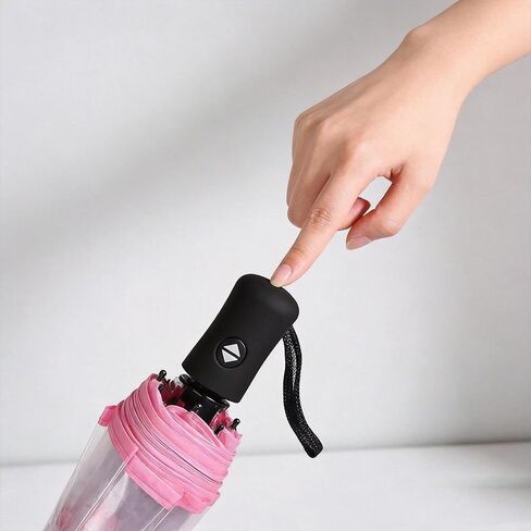 Clear Folding Umbrella 11-Inch, Compact Transparent with Pink Cherry Blossom Design, Windproof for Rainy Days, Suitable for Daily Outdoor Use for Men & Women in Saudi Arabia