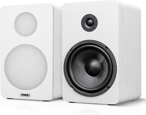 5.25'' Home Theater Wooden Bookshelf Speakers- Wall Mountable with 0.75'' Silk Dome Tweeter and Aluminum Voice Coils, Pair, Neat Black Color, Gold Plated 5 Way Binding Post - PSMSP5 in Kuwait