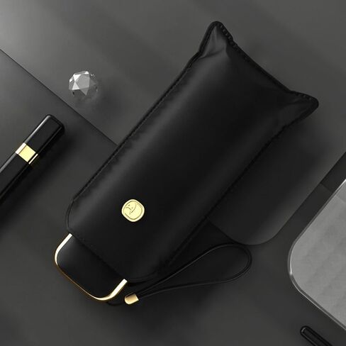 OLYCAT Compact and Portable Black Vinyl Sun Umbrella, Cooling, Flat and Thin, Ultra-Lightweight, Simple Five-Fold Umbrella in Kuwait
