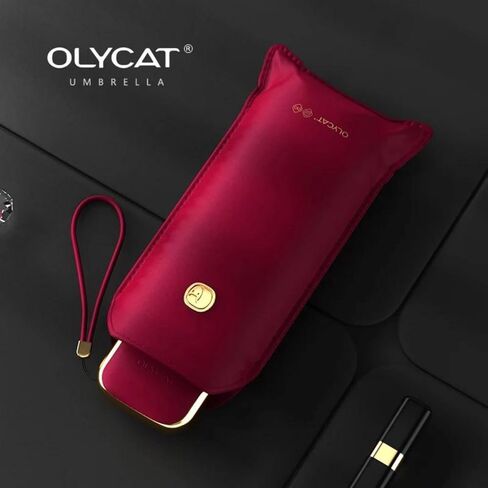 OLYCAT Compact and Portable Black Vinyl Sun Umbrella, Cooling, Flat and Thin, Ultra-Lightweight, Simple Five-Fold Umbrella in Kuwait