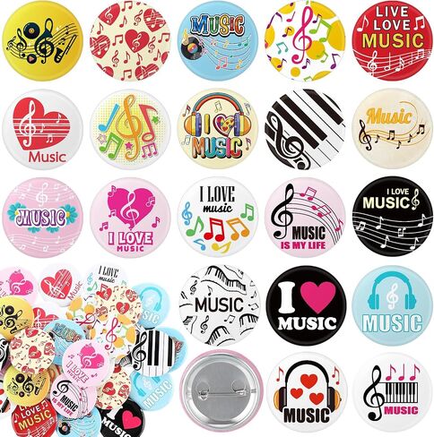 Huquary 80 Pcs Funny Music Buttons Pins Musical Graduation Class Gifts Bulk Round Metal Academic Badge Brooch for Music Lovers Students Class of 2026 Party Favors Rock Band Themed Decorations in Kuwait