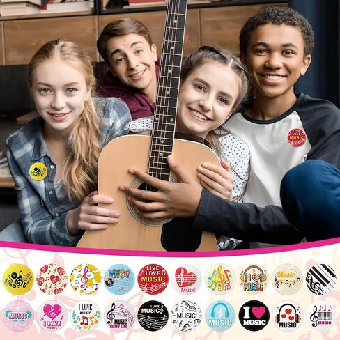 Huquary 80 Pcs Funny Music Buttons Pins Musical Graduation Class Gifts Bulk Round Metal Academic Badge Brooch for Music Lovers Students Class of 2026 Party Favors Rock Band Themed Decorations in Kuwait