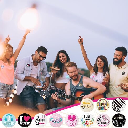 Huquary 80 Pcs Funny Music Buttons Pins Musical Graduation Class Gifts Bulk Round Metal Academic Badge Brooch for Music Lovers Students Class of 2026 Party Favors Rock Band Themed Decorations in Kuwait