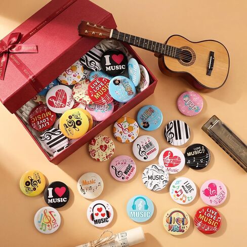 Huquary 80 Pcs Funny Music Buttons Pins Musical Graduation Class Gifts Bulk Round Metal Academic Badge Brooch for Music Lovers Students Class of 2026 Party Favors Rock Band Themed Decorations in Kuwait