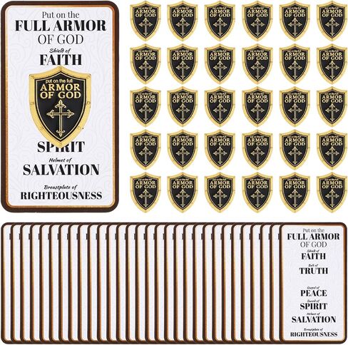 30 Sets Put on the Whole Armor of God Pins and Cards, Christian Lapel Pin for Men Cross Bible Badge Brooch Label Pins for Men Women Religious Gifts for Church Home Party Supplies in Saudi Arabia