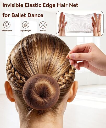 Women's Short Sleeve Black Ballet Leotard for Dance, 5pcs Dance Hairnets & 20pcs Hair Pins in Kuwait