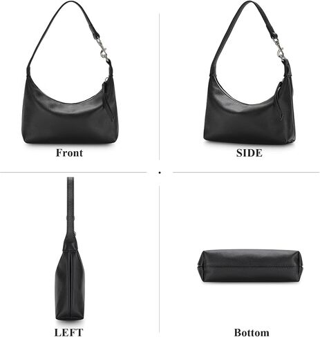 Genuine Leather Shoulder Purses for Women, Small Retro Underarm Clutch, Mini Crossbody Bags for Daily Use & Travel (Black) in Saudi Arabia