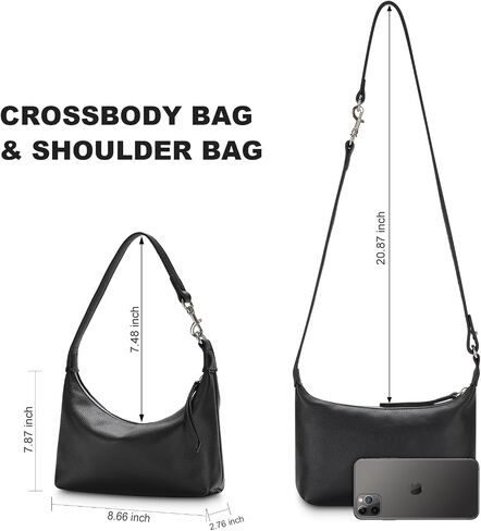 Genuine Leather Shoulder Purses for Women, Small Retro Underarm Clutch, Mini Crossbody Bags for Daily Use & Travel (Black) in Saudi Arabia