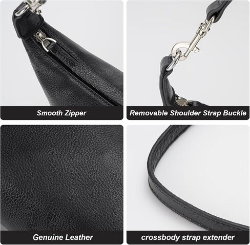 Genuine Leather Shoulder Purses for Women, Small Retro Underarm Clutch, Mini Crossbody Bags for Daily Use & Travel (Black) in Saudi Arabia
