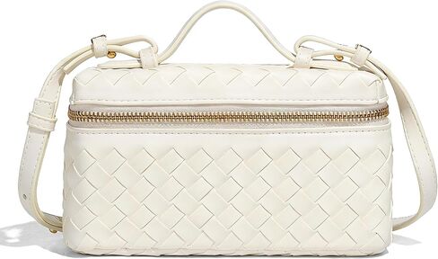 Mini Woven Crossbody Purse Square Box Bags Top-Handle Tote Handbag Shoulder Bag Cute Satchels Trendy (Chalk White-A) in Saudi Arabia