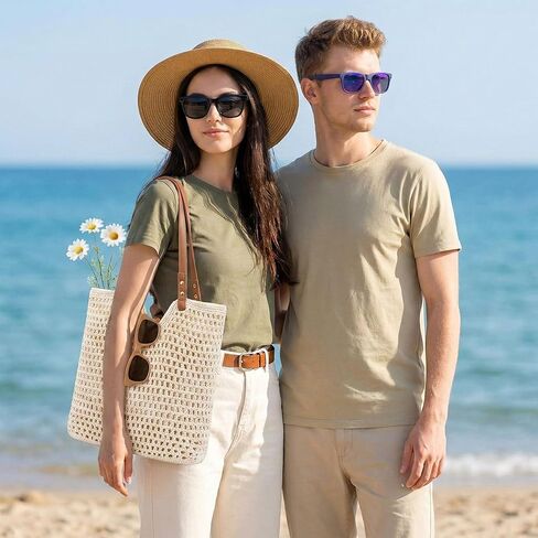 Crochet Beach Bags for Women, Beach Purse, Boho Woven Tote with Leak-Proof Lining for Summer Vacation Travel Casual Shoulder Bag Soft in Saudi Arabia