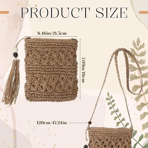 Handwoven Crochet Bag for Women Summer, Boho Woven Macrame Tote Shoulder Purse with Tassels, Vacation Beach Casual Travel Handbag in Kuwait