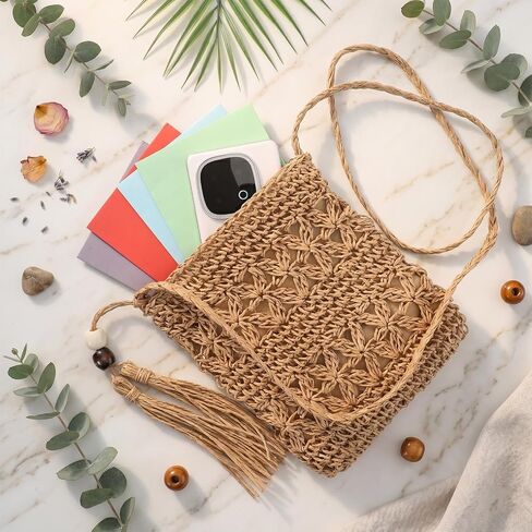 Handwoven Crochet Bag for Women Summer, Boho Woven Macrame Tote Shoulder Purse with Tassels, Vacation Beach Casual Travel Handbag in Kuwait