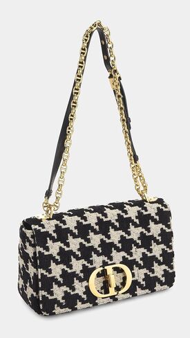 WHAT GOES AROUND COMES AROUND Women's Pre-Loved Dior Black Houndstooth Caro Medium Bag in Saudi Arabia