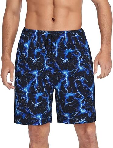 Mens Pajama Shorts - Casual Men's PJ Pants Lounge Sleepwear Bottoms with Drawstring and Pockets in Kuwait