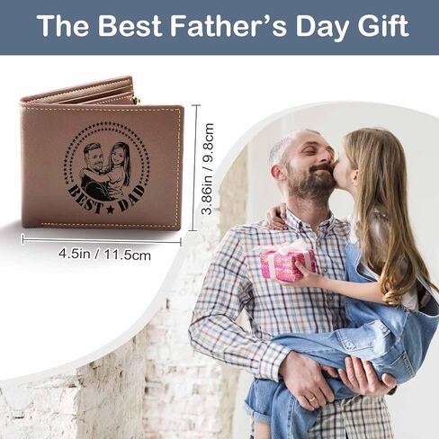 Personalized Leather Wallet for Men, Custom Engraved Wallet with Photo and Name, Mens Wallets for Dad, Son, Boyfriend, Husband, Custom Birthday/Father's Day/Christmas/Valentines Gift in Kuwait