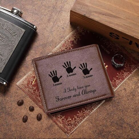 Personalized Leather Wallet for Men, Custom Engraved Wallet with Photo and Name, Mens Wallets for Dad, Son, Boyfriend, Husband, Custom Birthday/Father's Day/Christmas/Valentines Gift in Kuwait