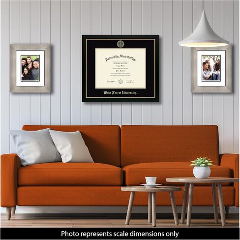 Wake Forest University 14" w x 11" h Diploma Frame - Fits a bachelor's, master's and phd - Gold Embossed Diploma Frame - Black Moulding with Black and Gold Matting - Officially Licensed in Kuwait