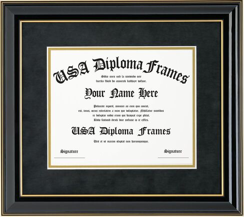 Black Glossy with Gold Trim Diploma Frame (fits 8.5x11 or 11x14 documents) in Saudi Arabia