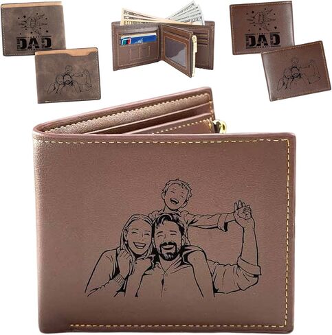 Personalized Leather Wallet for Men, Custom Engraved Wallet with Photo and Name, Mens Wallets for Dad, Son, Boyfriend, Husband, Custom Birthday/Father's Day/Christmas/Valentines Gift in Kuwait
