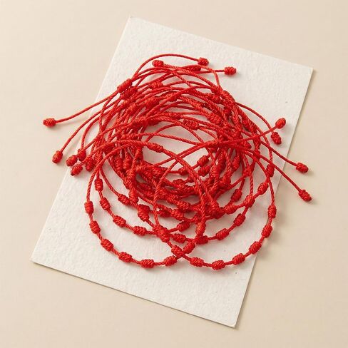 30PCS Red String Bracelets, 7 Knot Red Rope Cord Adjustable Handmade String Luck Bracelet for Protection Womens Mens in Saudi Arabia