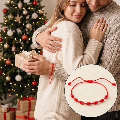 30PCS Red String Bracelets, 7 Knot Red Rope Cord Adjustable Handmade String Luck Bracelet for Protection Womens Mens in Saudi Arabia