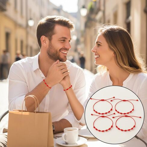 30PCS Red String Bracelets, 7 Knot Red Rope Cord Adjustable Handmade String Luck Bracelet for Protection Womens Mens in Saudi Arabia