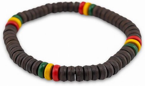 PinMaze Rasta Bead Bracelet - Jamaican Adjustable Wristband for Men Women in Kuwait